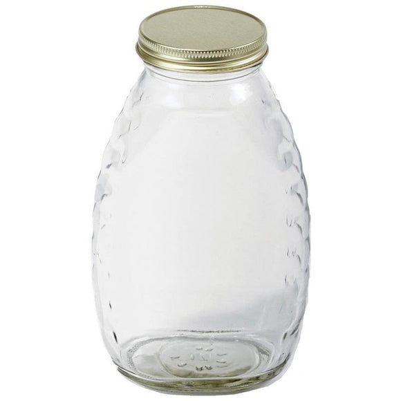 LITTLE GIANT GLASS HONEY JAR WITH LID (16 OZ-12 PK)
