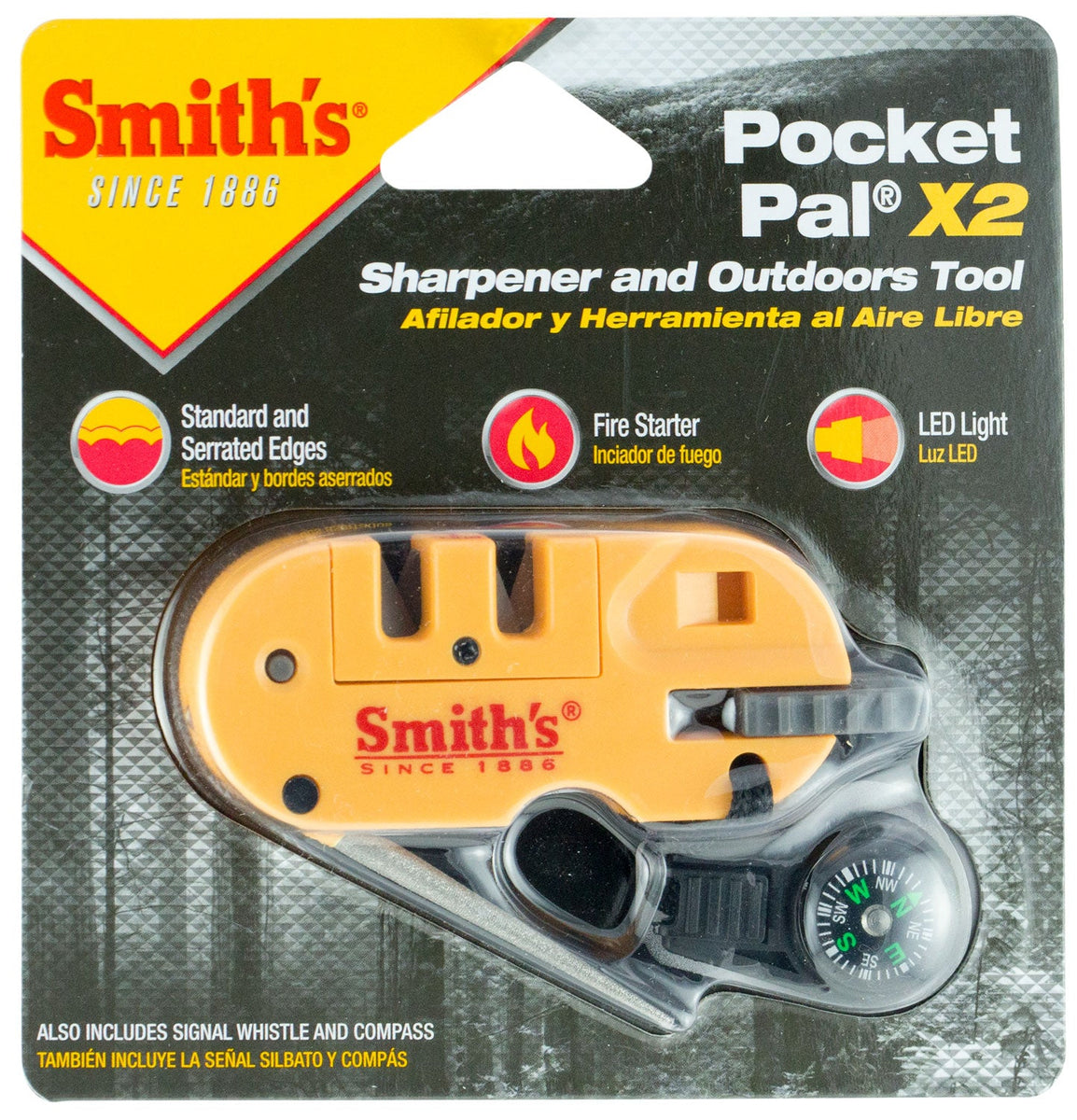 Smith's Pocket Pal Series PP1 Knife Sharpener, 400/800 Grit,  Coarse/Fine/Medium, Carbide/Diamond Abrasive
