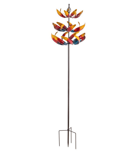 Evergreen 84H 3 Tier Wind Spinner, Primary Color Ombre Waves In Motion