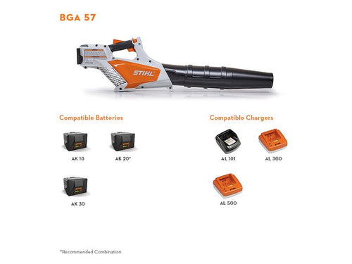 STIHL BGA 57 Battery Powered Blower (W/ AK 20 Battery & AL 101 Charger - 4523 011 5991US)