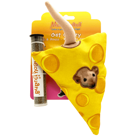 Meowijuana Get Cheezy Refillable Cheese & Mouse Cat Toys (Medium)