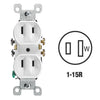 Leviton 15A White Residential Grade 1-15R Duplex Outlet