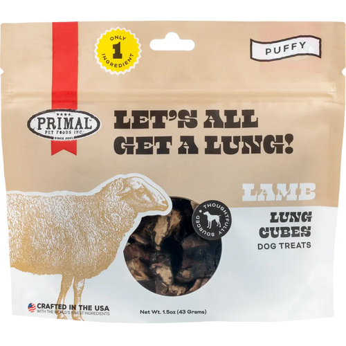 Primal Pet Foods Let’s All Get a Lung Dehydrated Dog Treats Lamb Recipe