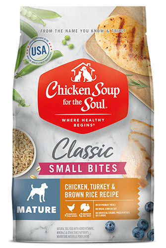 Chicken Soup For The Soul Classic Small Bites Mature Dog Dry Food Chicken, Turkey & Brown Rice Recipe (5 LB)