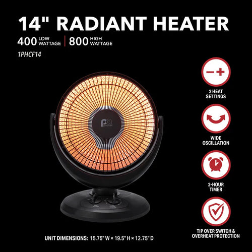 Perfect Aire 800/400W Radiant Dish Heater