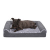 FurHaven Sofa Dog Bed - Two-Tone Faux Fur & Suede