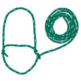Cattle Halter, Green/White Poly Rope, 7-Ft.