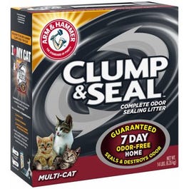 Cat Litter, Multi-Cat Clump & Seal, 14-Lbs.