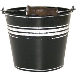 Banded Metal Planter With Handle, Charcoal, 6-In.