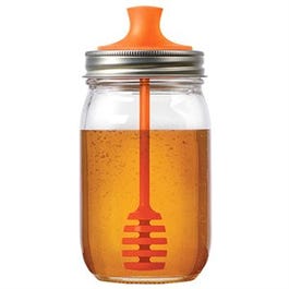 Honey Dipper Lid For Regular Mouth Mason Jars, Orange