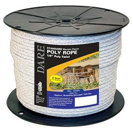 Electric Fence Poly Rope, White, 6mm x 600-Ft.
