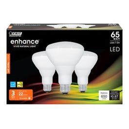 LED Light Bulbs, Br30, Soft White, 650 Lumens, 7.2-Watts, 3-Pk.
