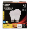 LED Light Bulbs, A19, Warm White, 1100 Lumens, 12.2-Watts, 2-Pk.