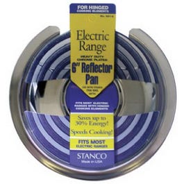 Electric Range Reflector Pan, Fixed-Element, Chrome, 6-In.