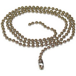 Beaded Chain With Connector, Brass-Plated Steel, 3-In.