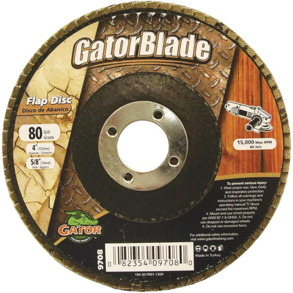 Gator Blade 4 In. x 5/8 In. 80-Grit Type 29 Angle Grinder Flap Disc