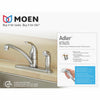 Moen Adler Single Handle Lever Kitchen Faucet with Deck Plate Spray, Chrome