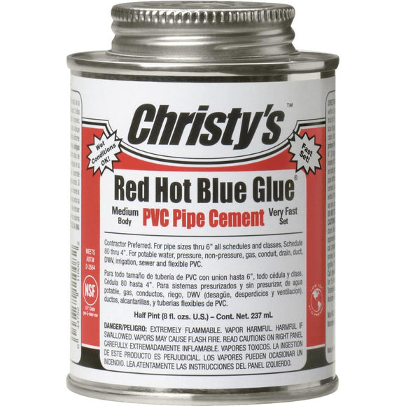 Christy's 8 Oz. Low VOC Red Hot Blue Glue PVC Cement