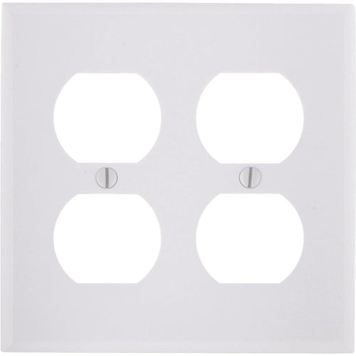 Leviton 2-Gang Smooth Plastic Outlet Wall Plate, White