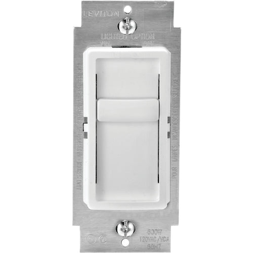 Leviton Decora Incandescent/Halogen/LED/CFL White Slide Dimmer Switch