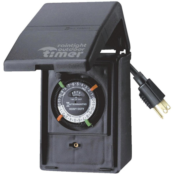 Intermatic 15A Resistive Or Tungsten 120V 1800W Black Plug-In Outdoor Timer