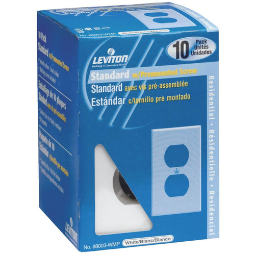 Leviton 1-Gang Smooth Plastic Outlet Wall Plate, White (10-Pack)
