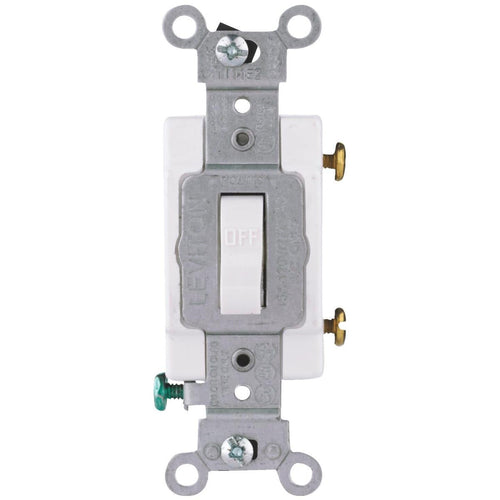 Leviton Commercial Grade 20 Amp Toggle Single Pole Switch, White