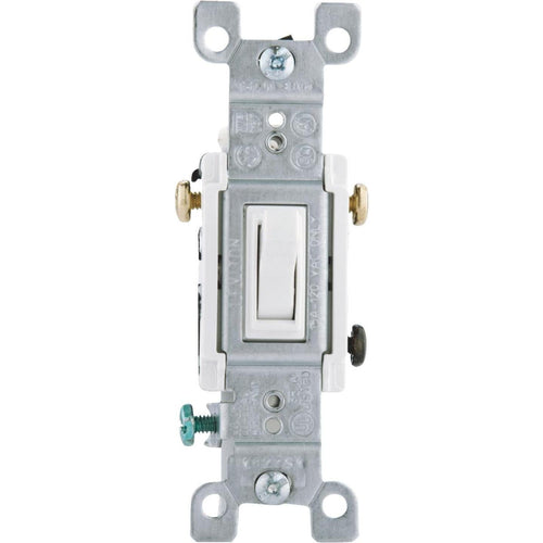 Leviton Quiet Grounded Toggle White 15A 3-Way Switch