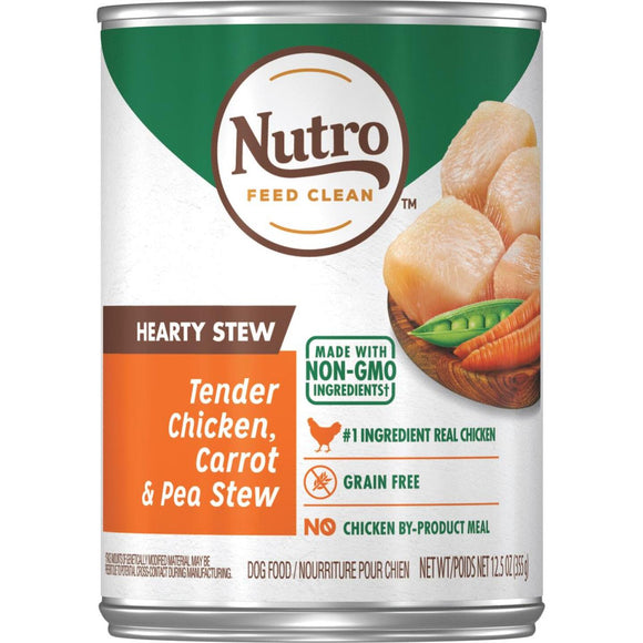 Nutro Grain Free Hearty Stew Tender Chicken, Carrot & Pea Adult Wet Dog Food, 12.5 Oz.